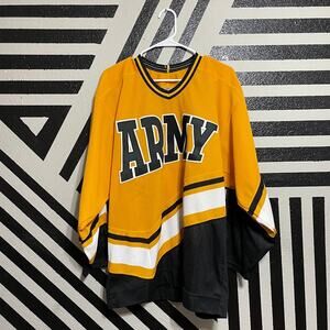 Vintage CCM Army Hockey Jersey Yellow and Black - Size L